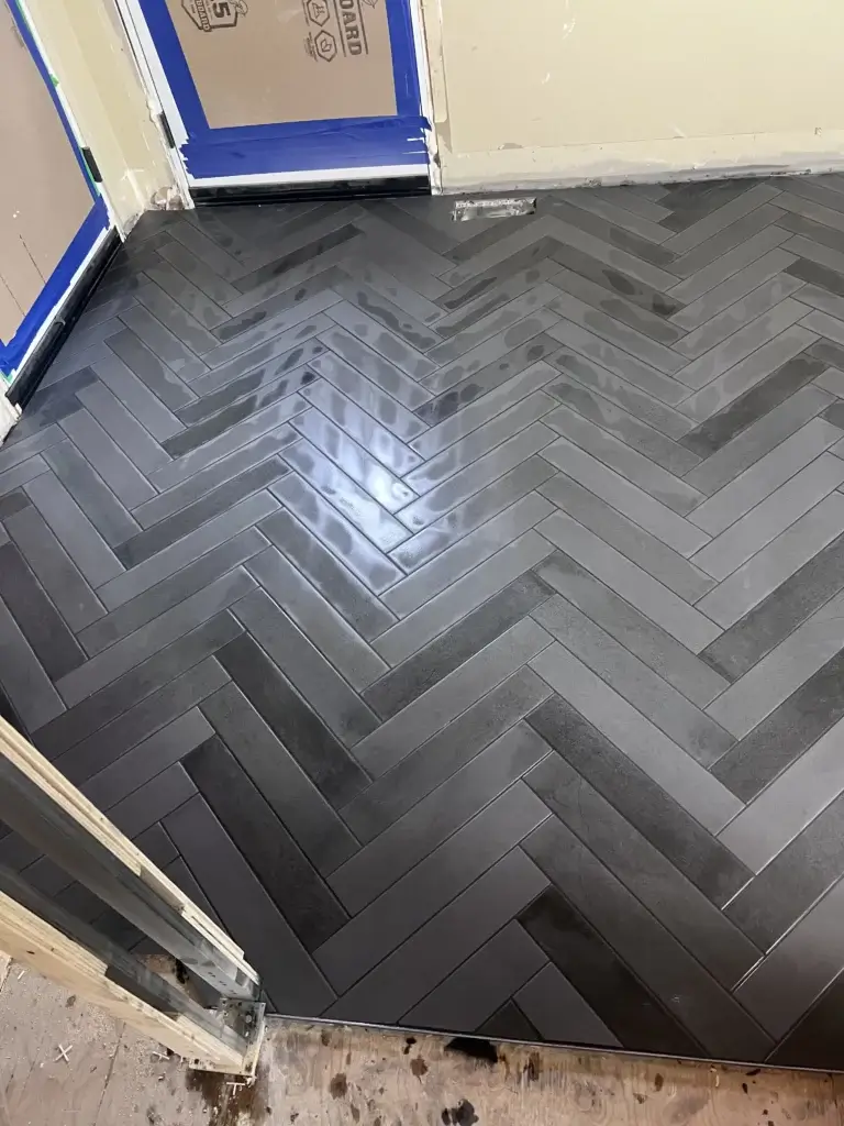 herringbone floor tile installer
