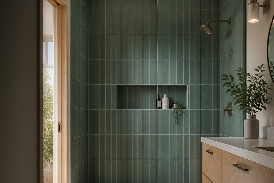 Detailed view for Tile installation in Aurora showing joint alignment, edges and changes of plane