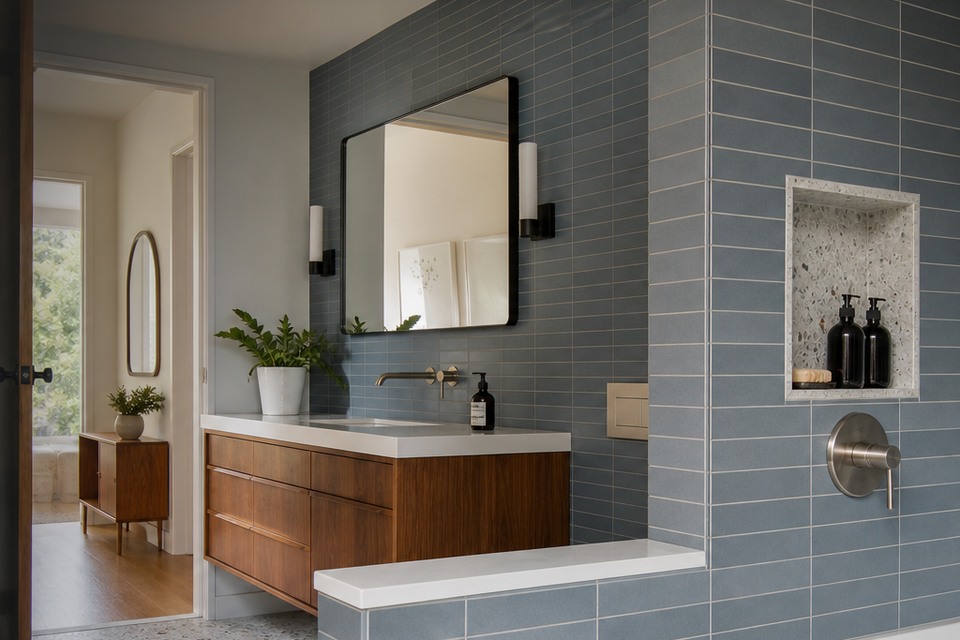 Detailed view for Tile installation in Etobicoke showing joint alignment, edges and changes of plane