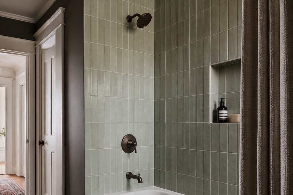 Detailed view for Tile installation in Guelph showing joint alignment, edges and changes of plane