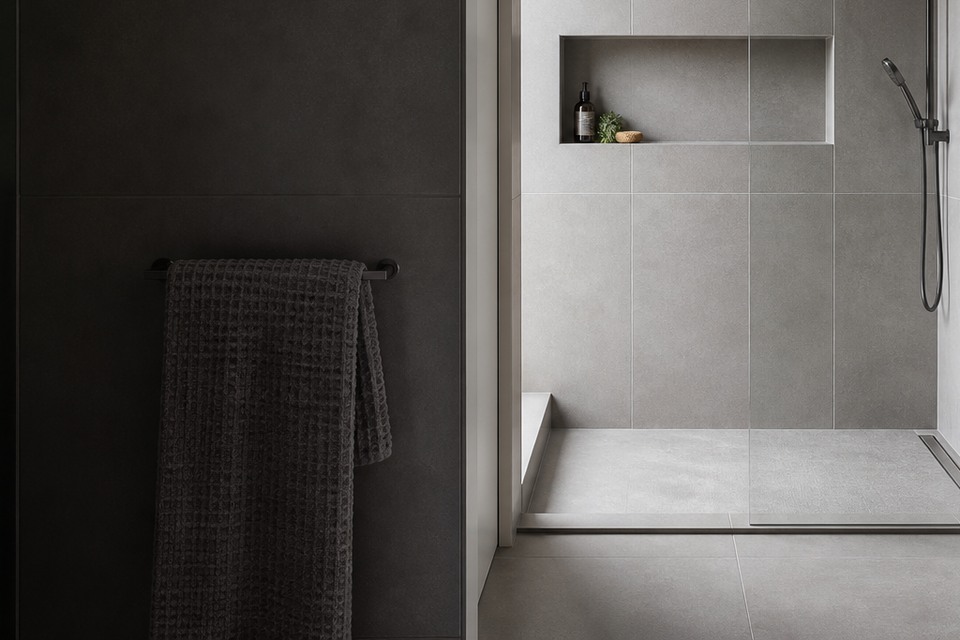 Detailed view for Tile installation in Markham showing tile cuts, grout joints and surface transitions