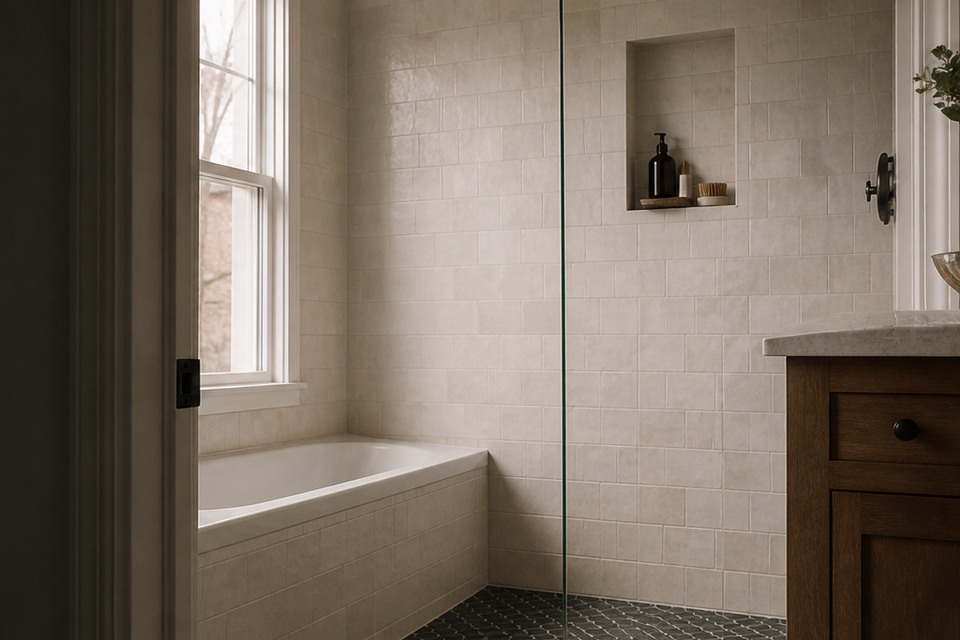 Detailed view for Tile installation in Unionville showing joint alignment, edges and changes of plane
