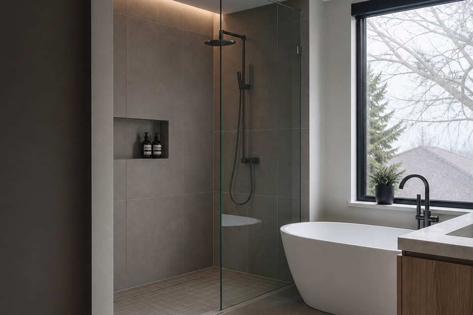 Detailed view for Tile installation in Vaughan showing joint alignment, edges and changes of plane
