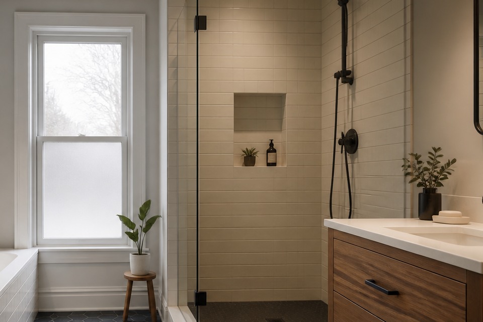Detailed view for Tile installation in Hamilton showing joint alignment, edges and changes of plane