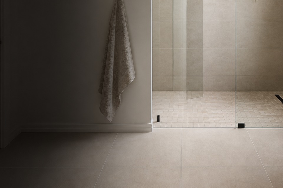Detailed view for Tile installation in Pickering showing tile cuts, grout joints and surface transitions