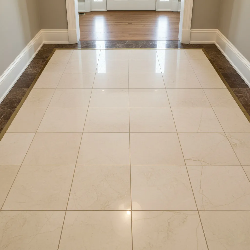 Entry floor tile with a contrasting border