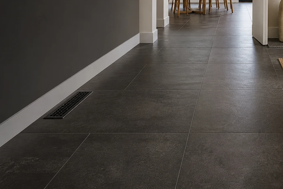 Tile detail showing tile cuts, grout joints and surface transitions