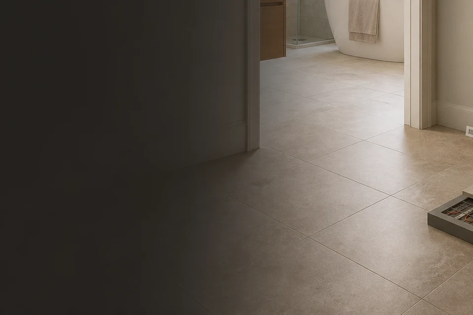 Tile detail showing tile cuts, grout joints and surface transitions