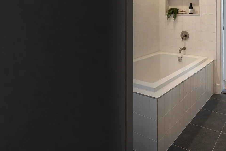 Tile detail showing tile cuts, grout joints and surface transitions