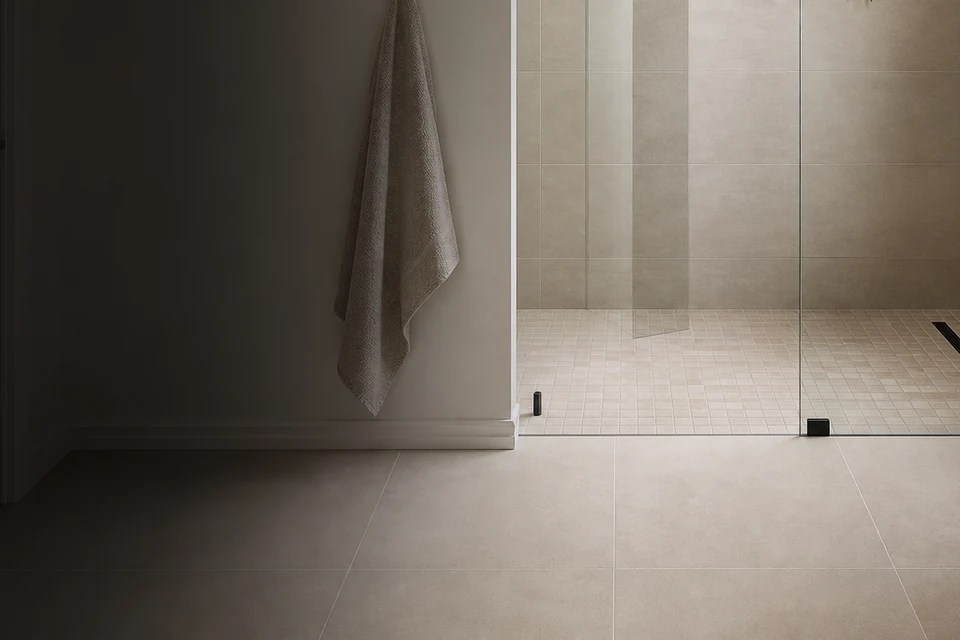 Tile detail showing tile cuts, grout joints and surface transitions
