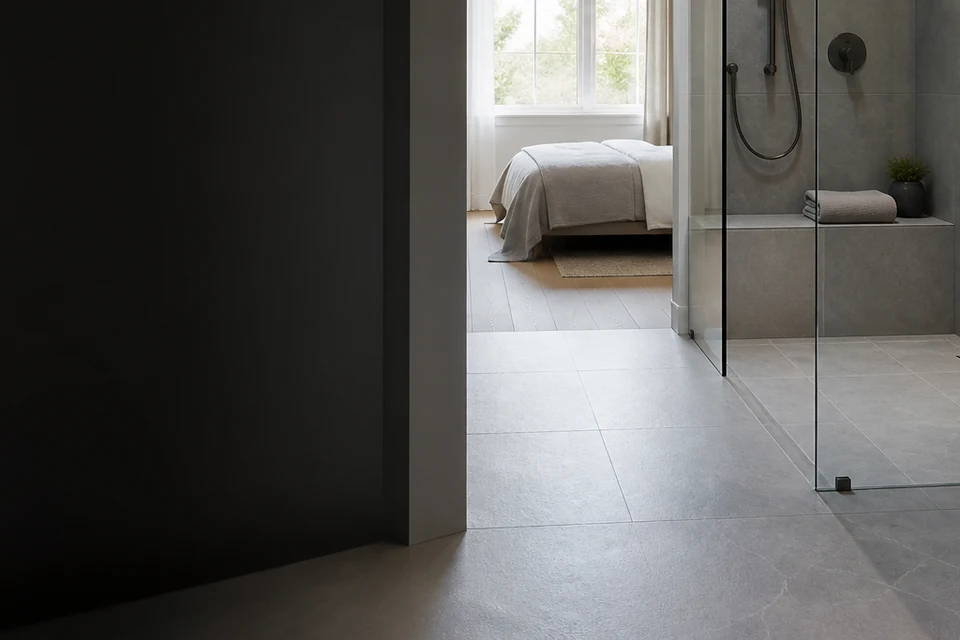 Tile detail showing tile cuts, grout joints and surface transitions
