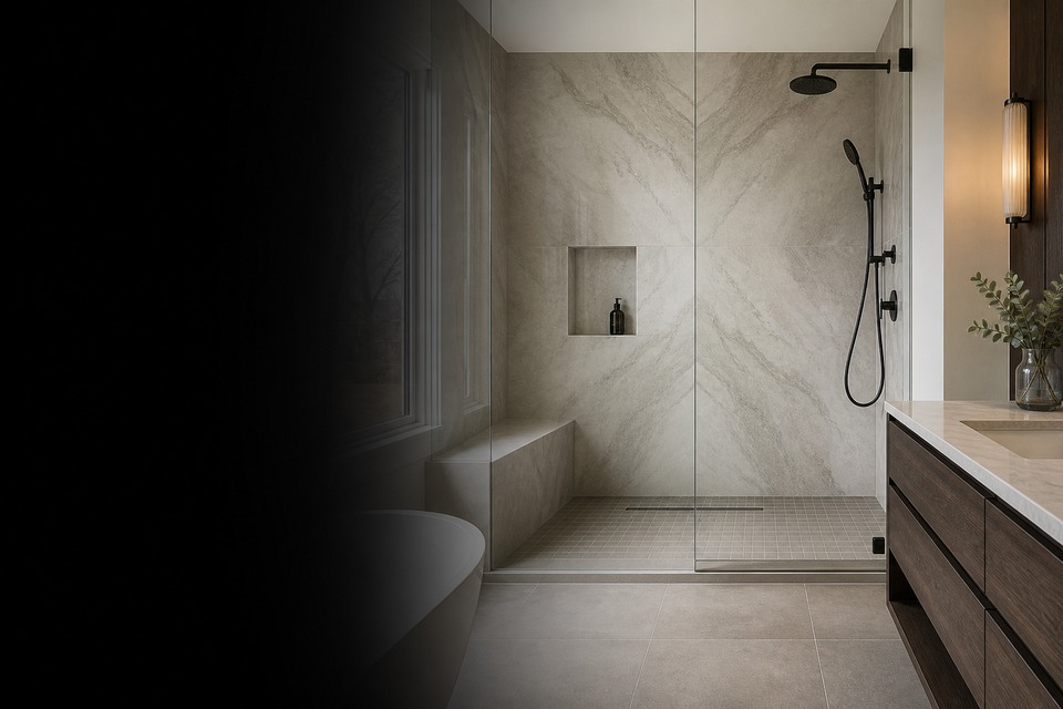 Tile installation in Kleinburg room view showing tile scale, joint layout and adjoining finishes