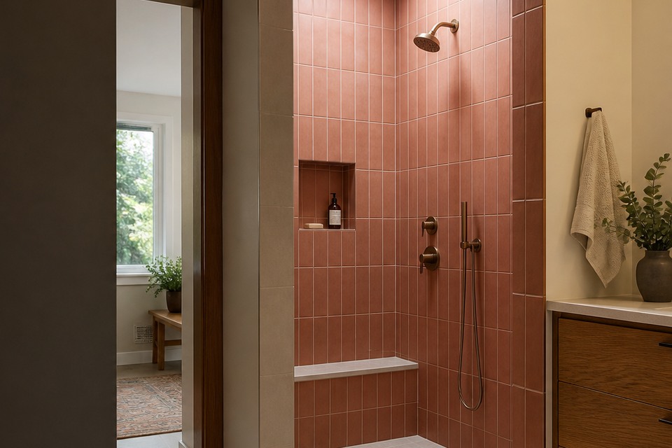 Detailed view for Tile installation in St. Catharines showing joint alignment, edges and changes of plane