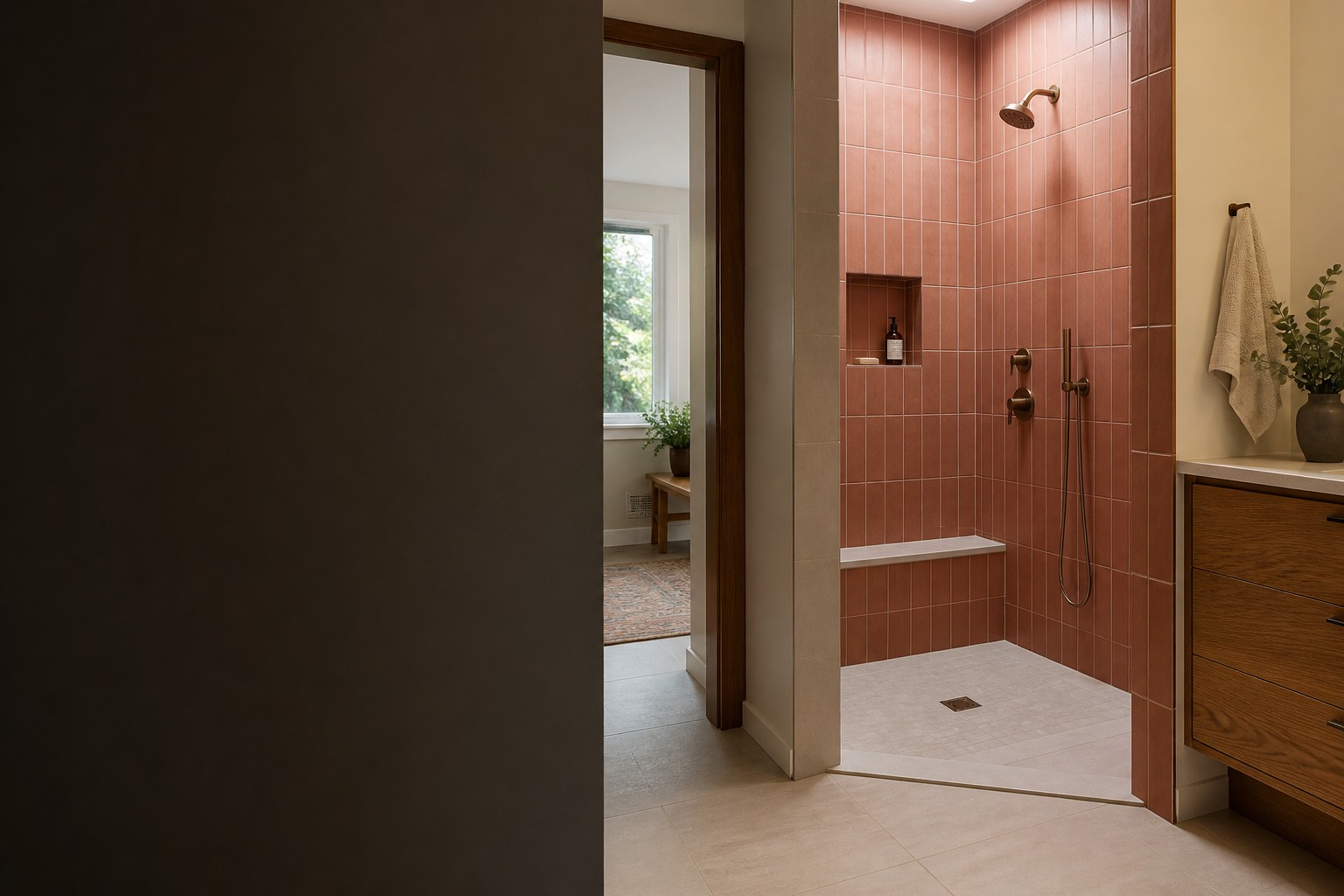 Tile installation in St. Catharines room view showing tile scale, joint layout and adjoining finishes