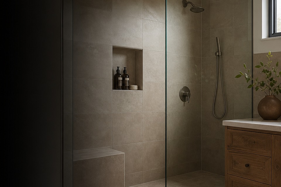 Detailed view for Tile installation in Whitchurch-Stouffville showing joint alignment, edges and changes of plane